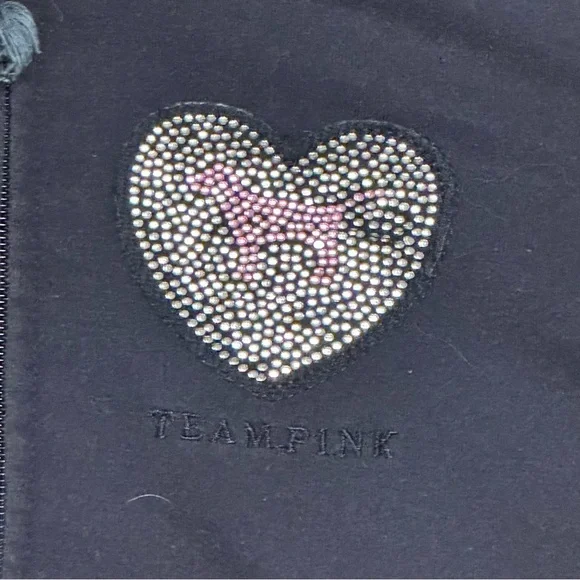 Victoria Secret Pink navy blue rhinestone logo zip up sweatshirt size Large dd - Picture 7 of 7